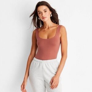 NWT A New Day Women’s Rust Seamless Square Neck Tank‎ Bodysuit Size M​